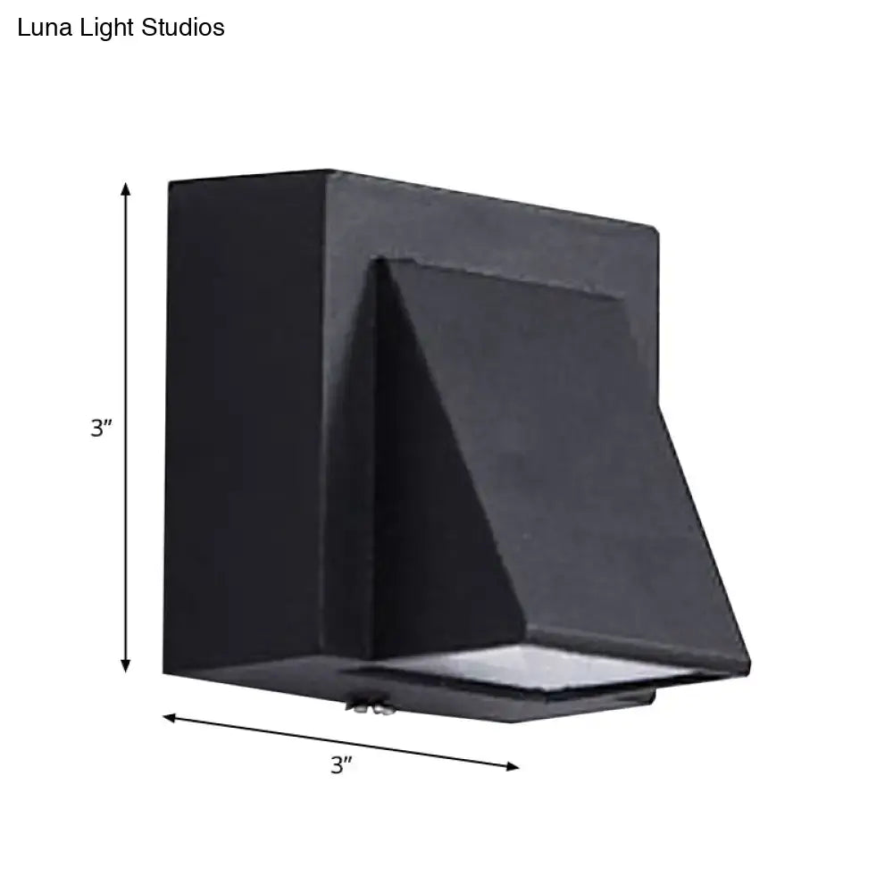 Black Decorbites outdoor two-light wall sconce with angular trapezoid shade on Tampa Home & Garden Store