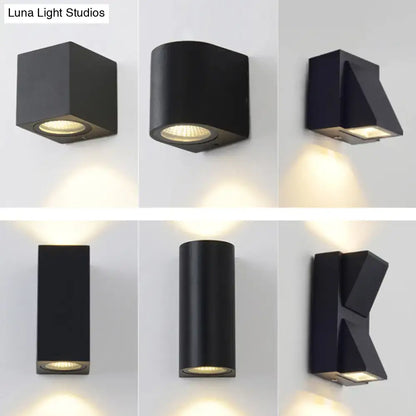 Black Decorbites outdoor patio two-light wall sconce set of 6 modern shapes on Tampa Home & Garden Store