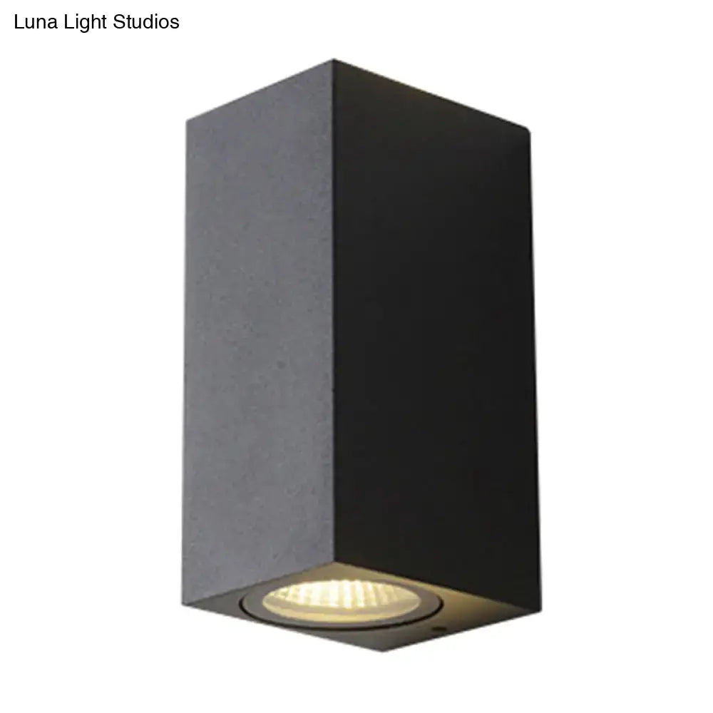 Black Outdoor Patio Two-Light Wall Sconce Decorbites with rectangular housing on Tampa Home & Garden Store