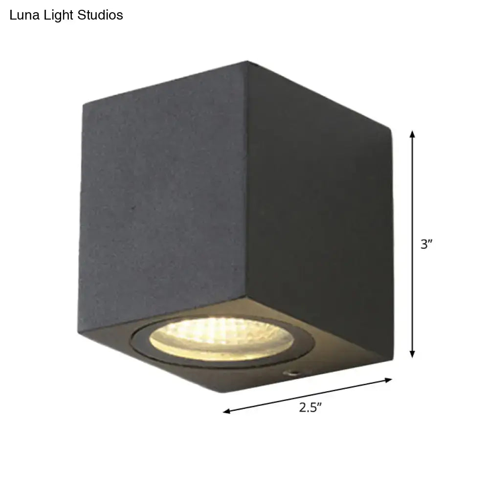 Black outdoor cube two-light wall sconce with downward LED recess by Decorbites on Tampa Home & Garden Store