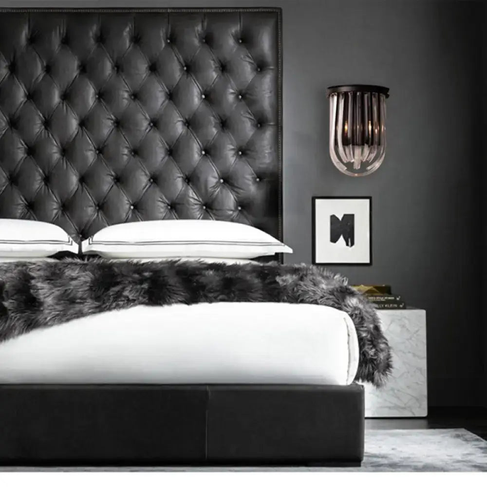 Black glass oval wall light from Decorbites with semi-oval shade, modern wall sconce on Tampa Home & Garden Store