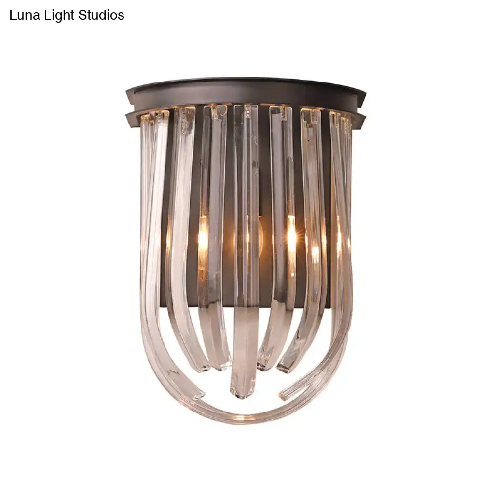 Black Glass Oval Wall Light by Decorbites with hanging crystal strands on Tampa Home & Garden Store