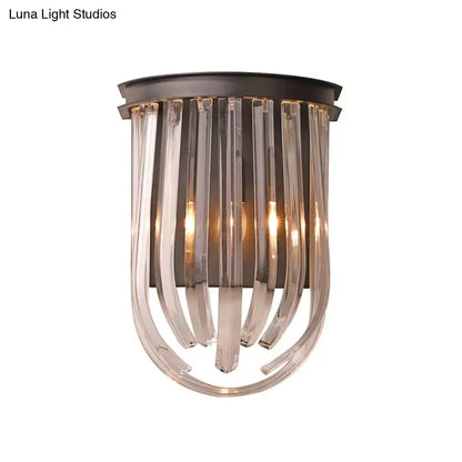 Black Glass Oval Wall Light by Decorbites with hanging crystal strands on Tampa Home & Garden Store