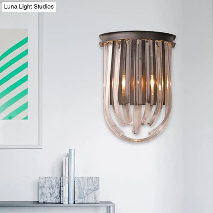 Black Glass Oval Wall Light by Decorbites wall sconce with curved glass prisms on Tampa Home & Garden Store