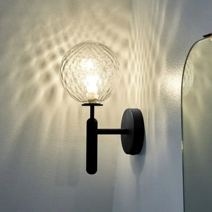 Black Glass Globe Lamp wall sconce with textured globe Decorbites on Tampa Home & Garden Store