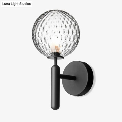 Black glass globe lamp wall sconce with textured orb shade by Decorbites, Home & Garden on Tampa Home & Garden Store