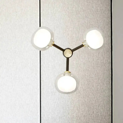 Modern black & gold 3-head glass shade wall lamp with frosted globes Decorbites on Tampa Home & Garden Store