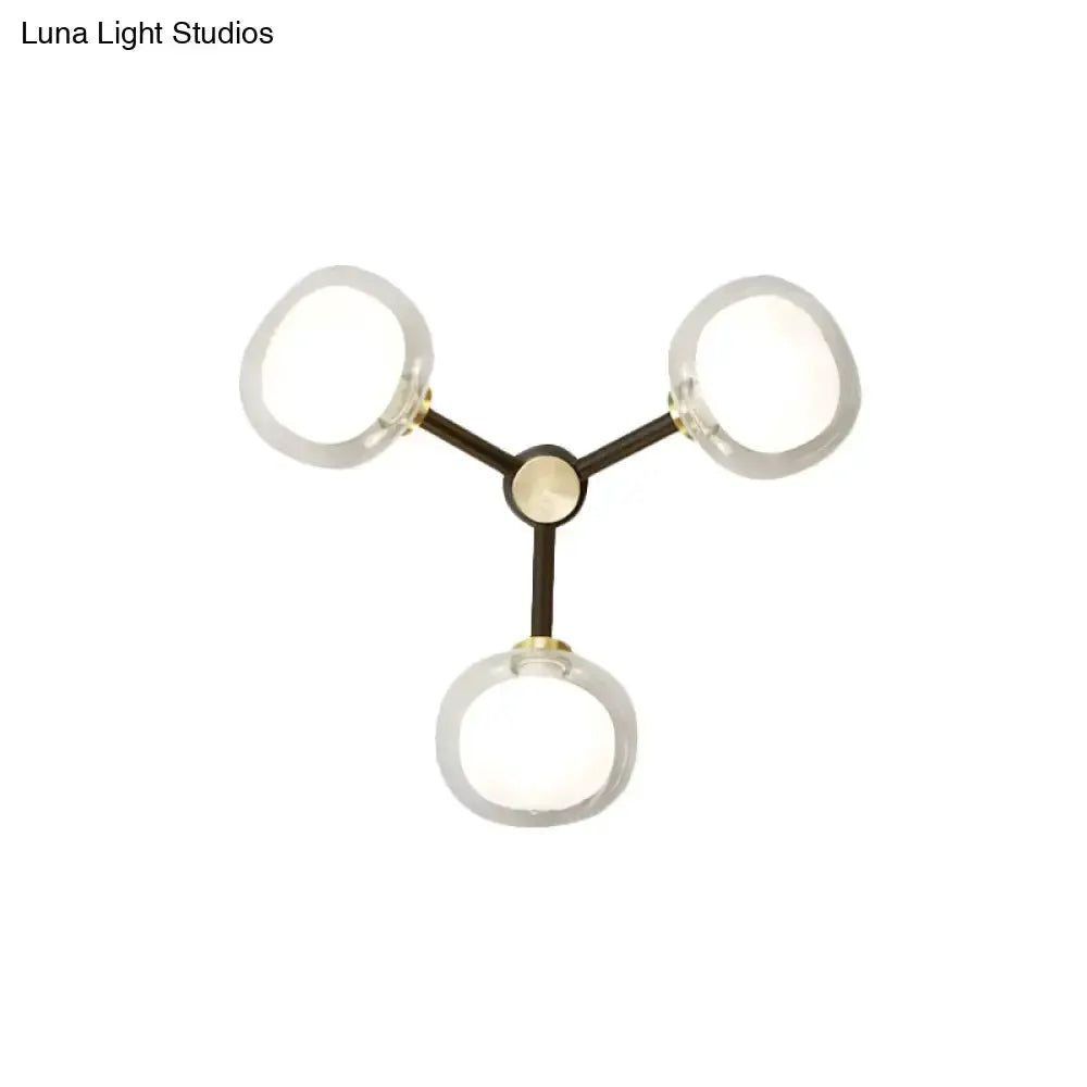 3-head wall lamp with black and gold finish and frosted glass shade rings by Decorbites on Tampa Home & Garden Store