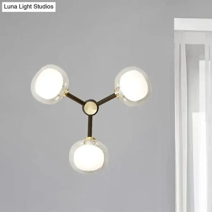 3-head glass shade wall lamp in black and gold with clear globes Decorbites lighting on Tampa Home & Garden Store
