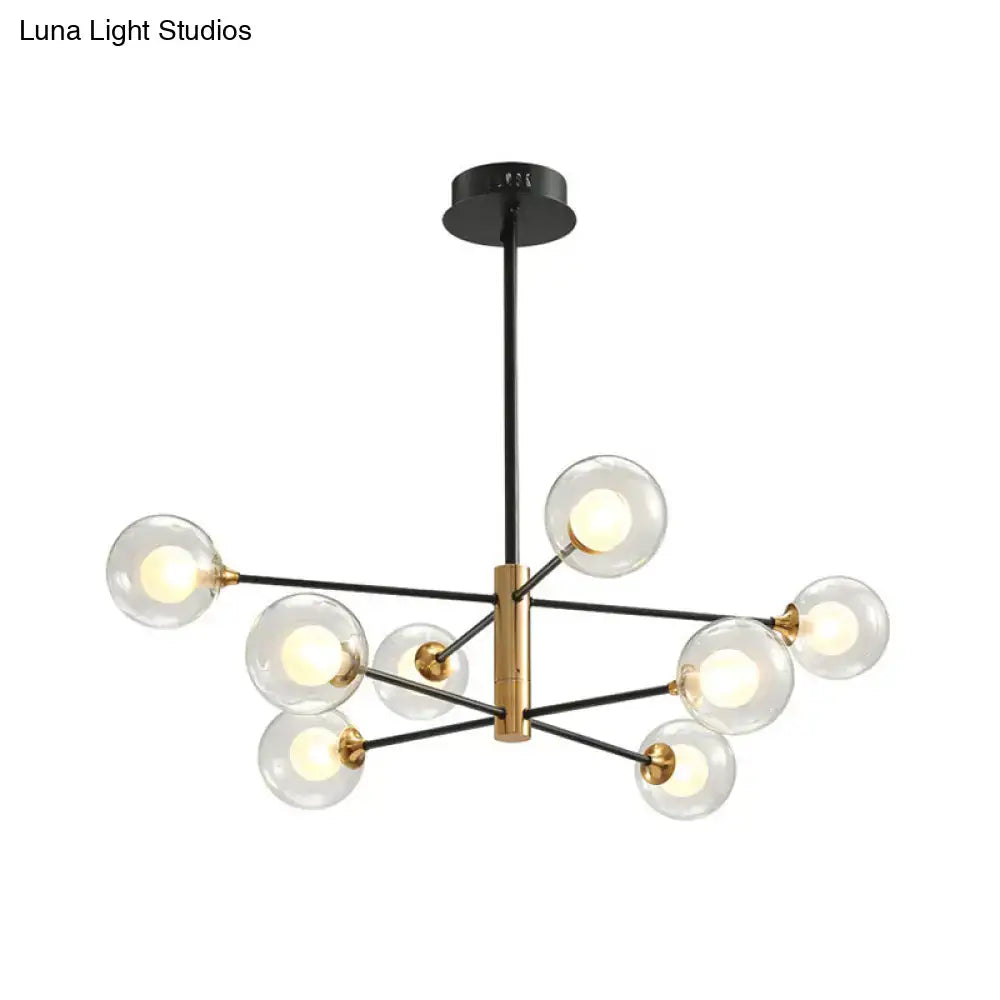 Black Glass Sputnik Eight-Arm Chandelier with glass globes on Tampa Home & Garden Store