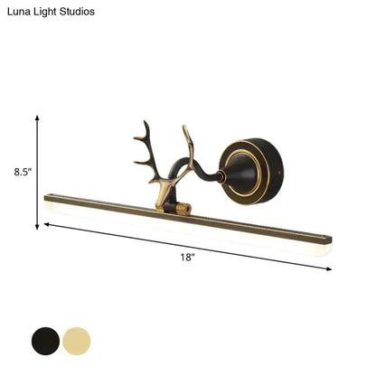 Modern Black and Gold Antler Wall Light Bathroom