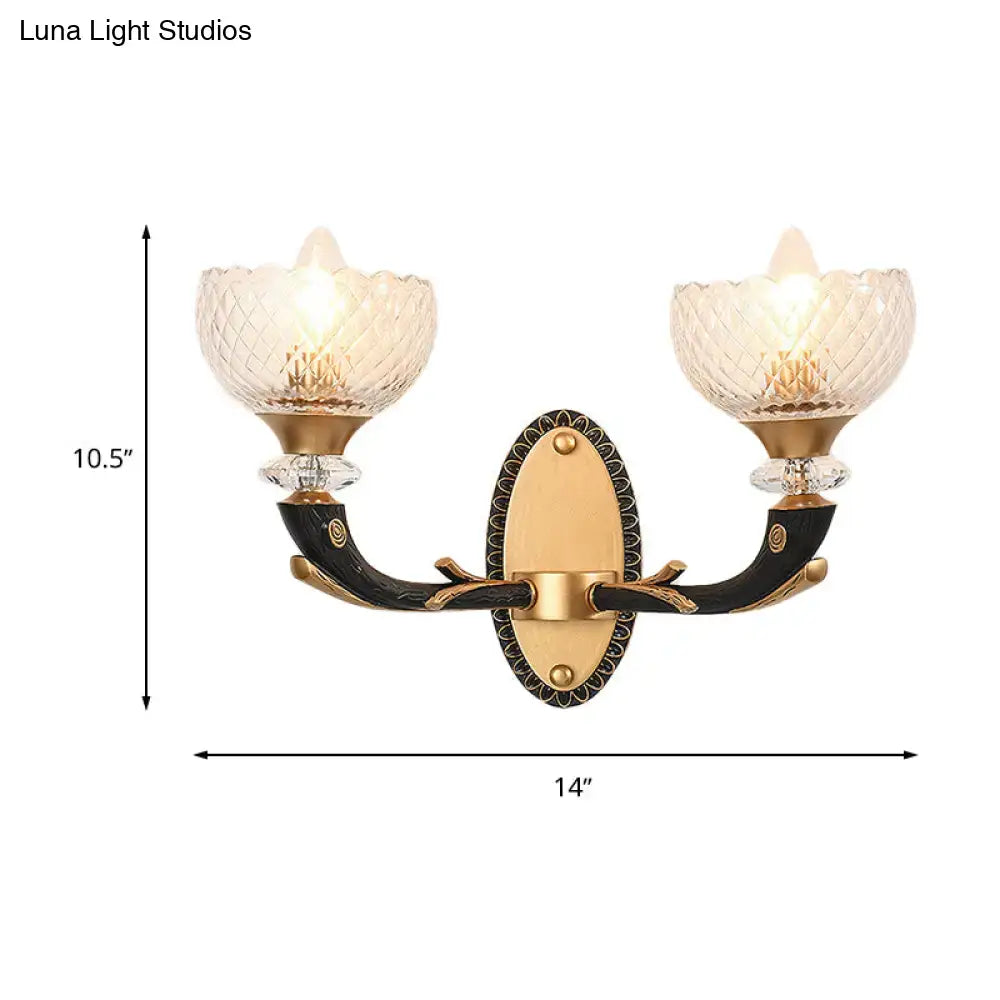Black Gold Branch Sconce Decorbites dual-arm wall light with gold-black finish and crystal shade on Tampa Home & Garden Store
