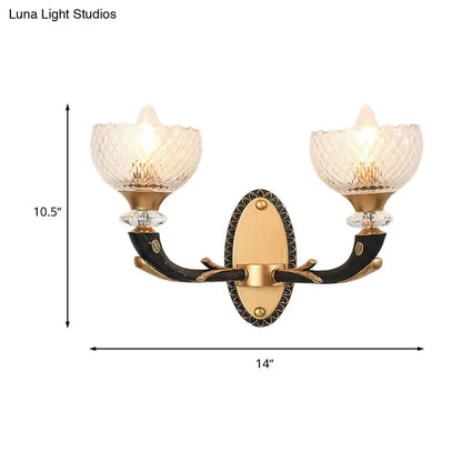 Black Gold Branch Sconce Decorbites dual-arm wall light with gold-black finish and crystal shade on Tampa Home & Garden Store