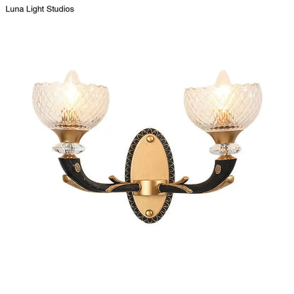 Black Gold Branch Sconce Decorbites with dual crystal glass shades and gold finish on Tampa Home & Garden Store