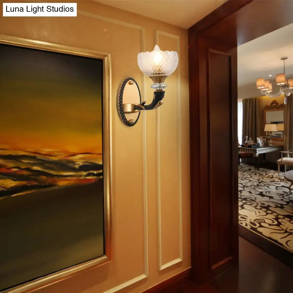 Black Gold Branch Sconce with black/gold finish, glass flower shade by Decorbites on Tampa Home & Garden Store