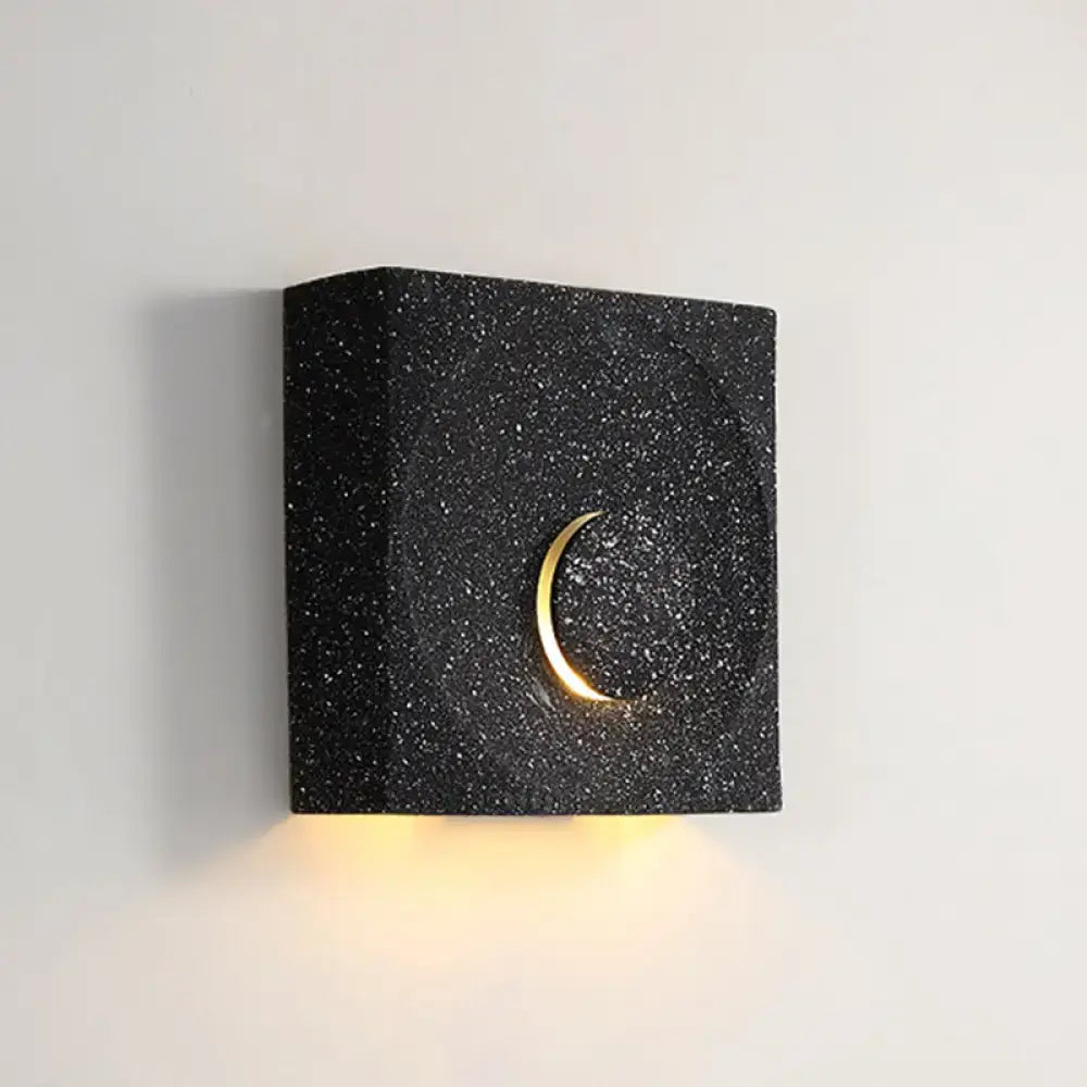 Decorbites Cement Nordic Wall Sconce, black speckled cement with gold crescent glow on Tampa Home & Garden Store