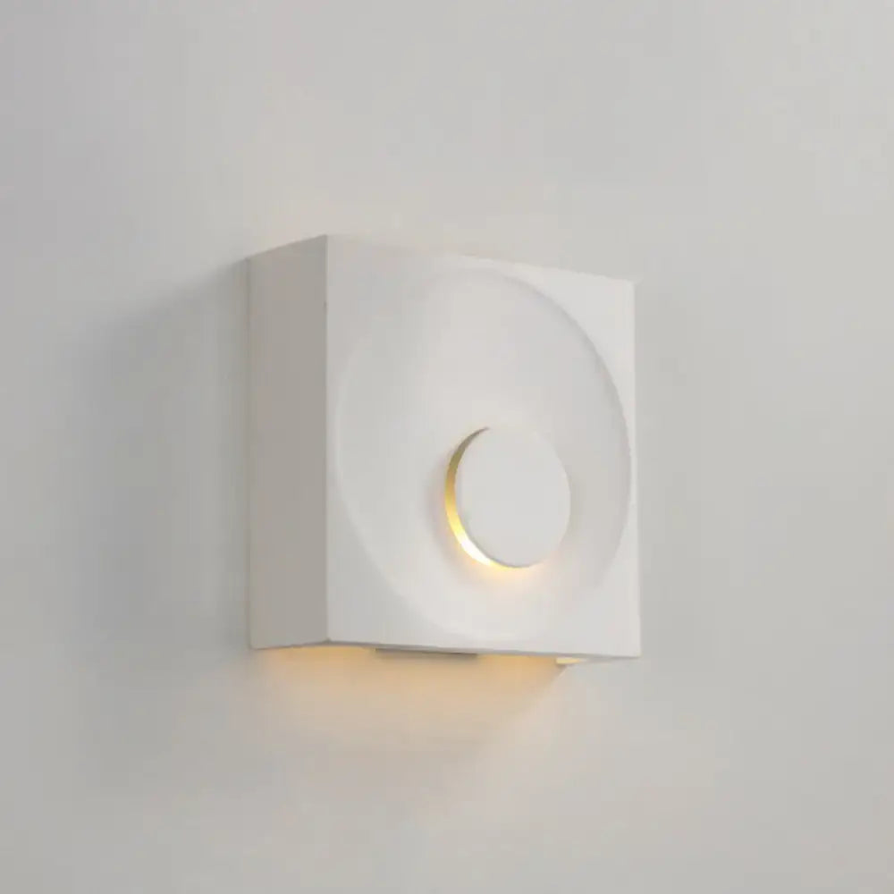 Cement Nordic Wall Sconce, white cement block with round inset and warm glow by Decorbites on Tampa Home & Garden Store