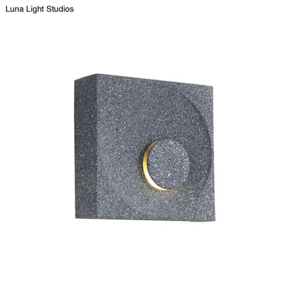 Cement Nordic wall sconce square gray block with circular knob and brass ring by Decorbites on Tampa Home & Garden Store