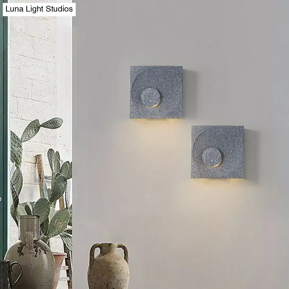 Cement Nordic Wall Sconce pair in gray cement with circular detail by Decorbites on Tampa Home & Garden Store