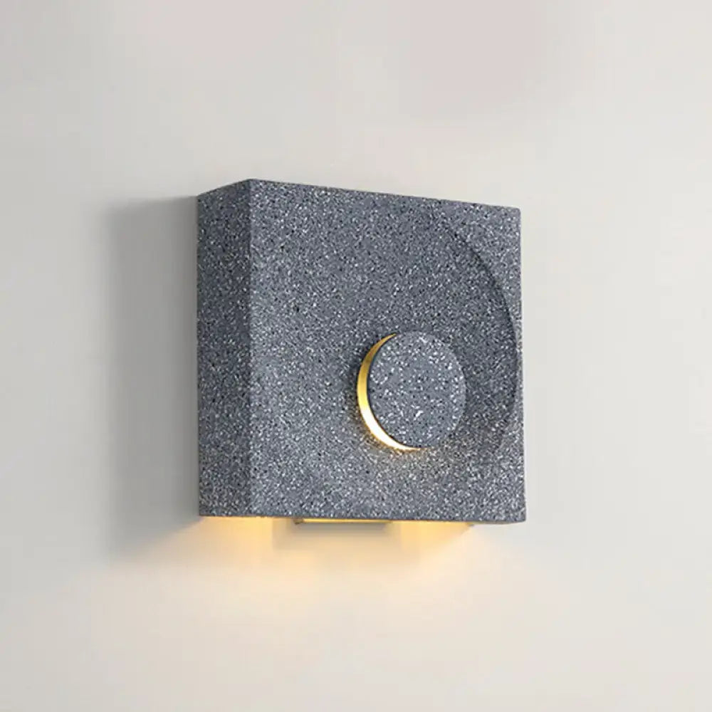 Cement Nordic Wall Sconce by Decorbites; cement finish with brass crescent knob, warm glow on Tampa Home & Garden Store