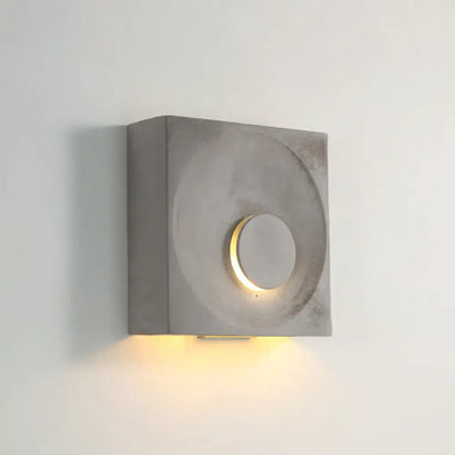 Cement Nordic Wall Sconce gray cement block with circular recessed LED light by Decorbites on Tampa Home & Garden Store