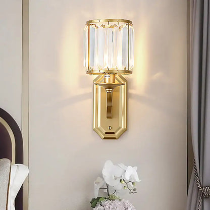 Black Gold Crystal Sconce with clear glass shade, gold finish wall light by Decorbites on Tampa Home & Garden Store