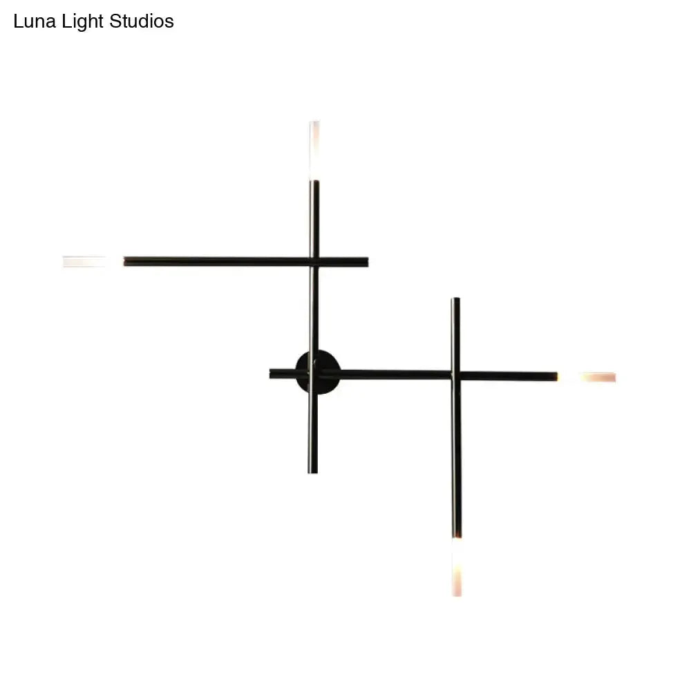Black and Gold Crossed Lines LED Wall Light