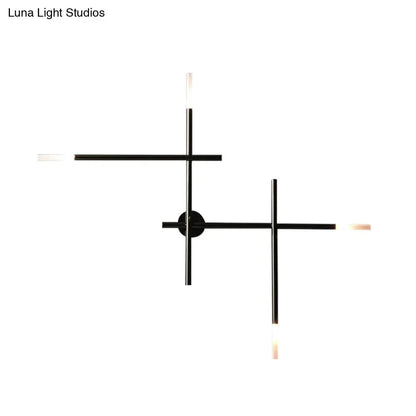 Black and Gold Crossed Lines LED Wall Light