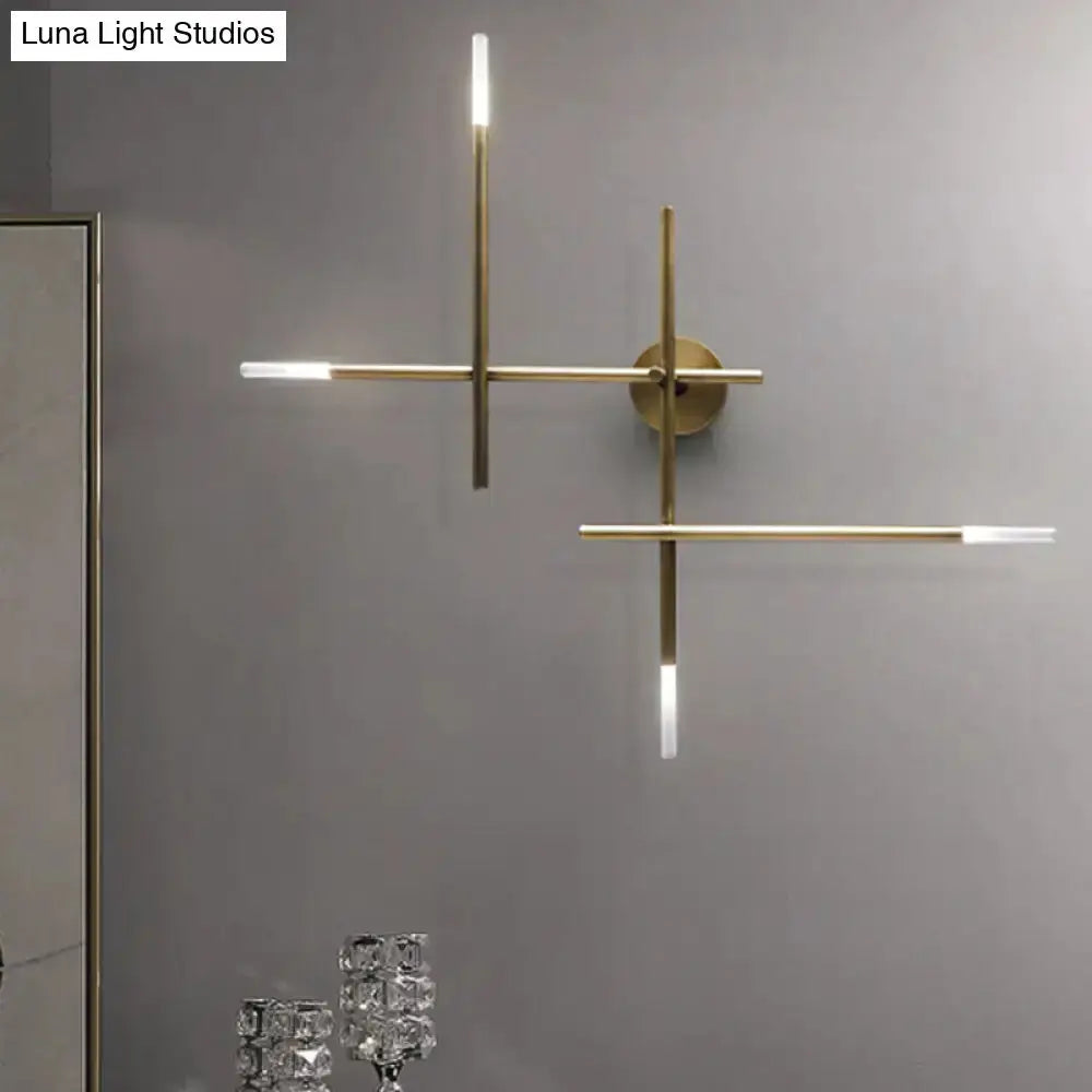 Black and Gold Crossed Lines LED Wall Light