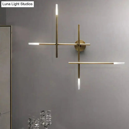 Black and Gold Crossed Lines LED Wall Light