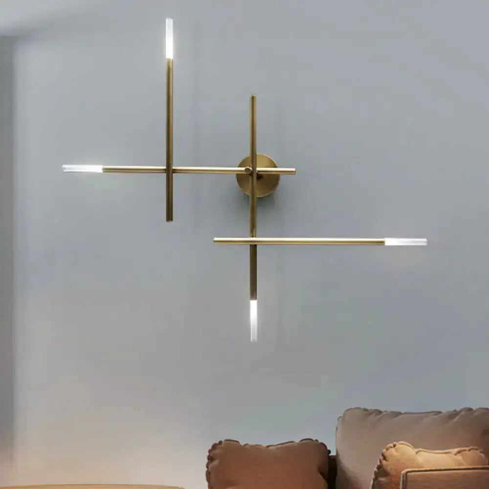 Black and Gold Crossed Lines LED Wall Light