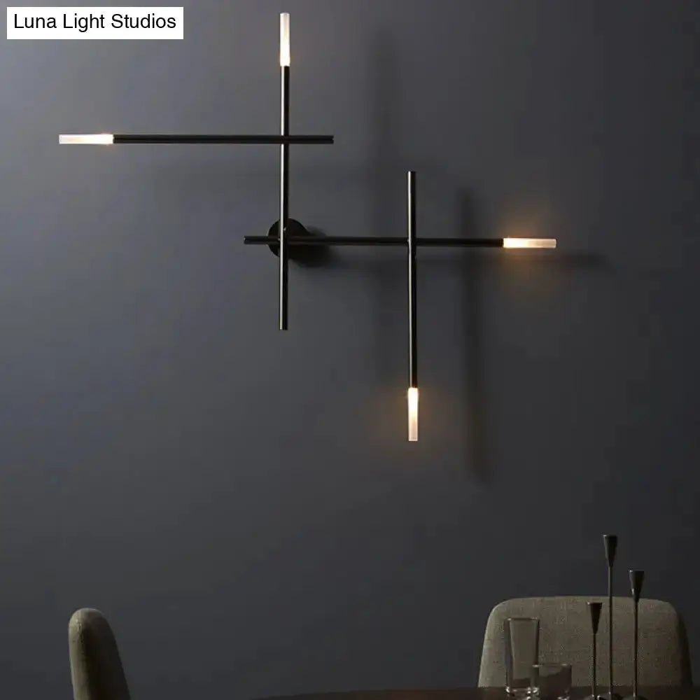 Black and Gold Crossed Lines LED Wall Light