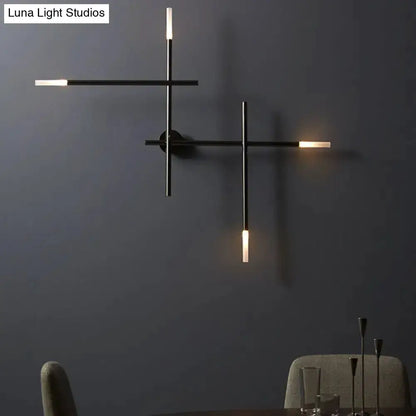 Black and Gold Crossed Lines LED Wall Light
