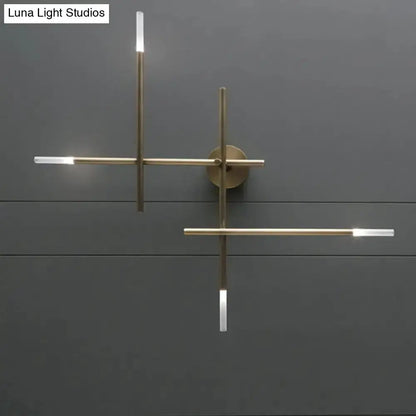 Black and Gold Crossed Lines LED Wall Light