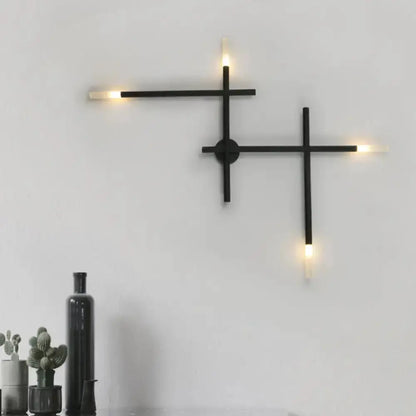 Black and Gold Crossed Lines LED Wall Light
