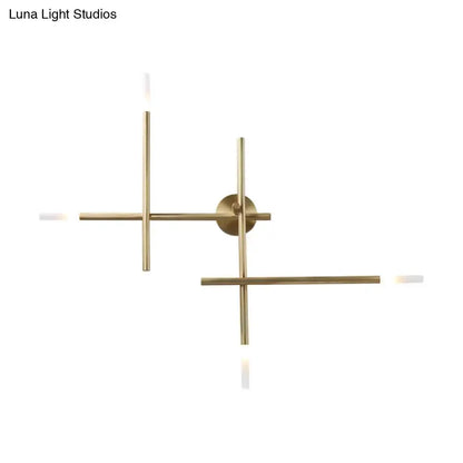 Black and Gold Crossed Lines LED Wall Light