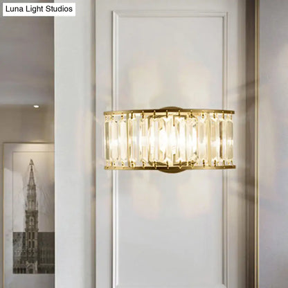 Gold crystal half-cylinder sconce with black gold frame by Decorbites on Tampa Home & Garden Store