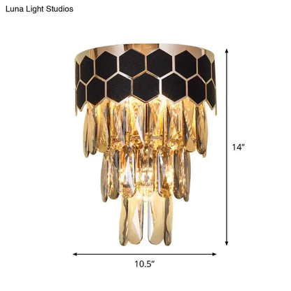 Modern Black and Gold Crystal Prism Wall Sconce
