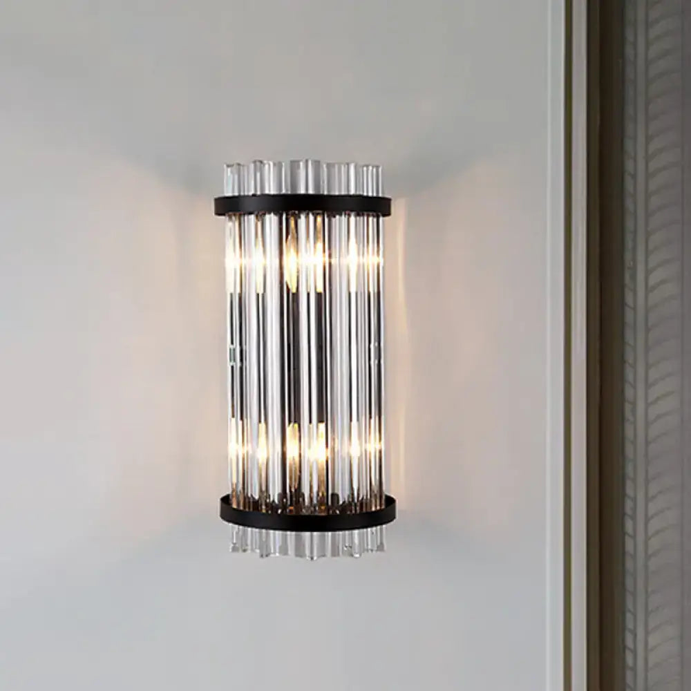 Black Gold Rod Wall Sconce by Decorbites, cylindrical clear glass rods with warm lighting on Tampa Home & Garden Store
