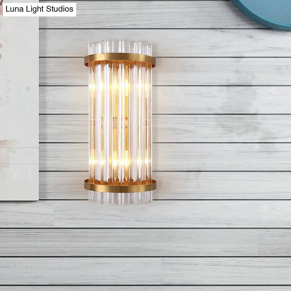 Black Gold Rod Wall Sconce by Decorbites, gold bands with clear glass rod accents on Tampa Home & Garden Store