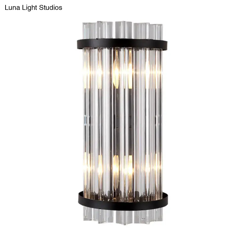 Black Gold Rod Wall Sconce with clear glass rods and black metal rings on Tampa Home & Garden Store