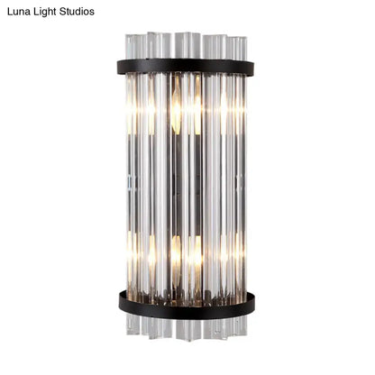 Black Gold Rod Wall Sconce with clear glass rods and black metal rings on Tampa Home & Garden Store