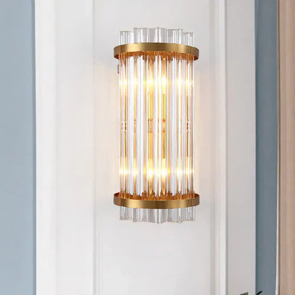 Black Gold Rod Wall Sconce featuring clear glass rods and gold rings Decorbites on Tampa Home & Garden Store