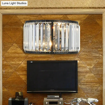 Modern black and gold crystal wall sconce 16-inch fixture with vertical prisms on Tampa Home & Garden Store