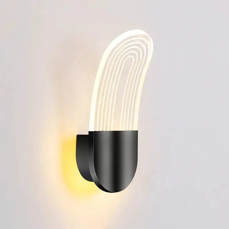 Modern Black and Gold Curved Led Sconce Light