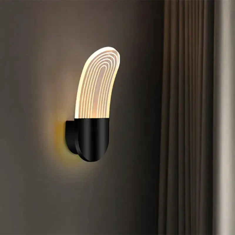 Modern Black and Gold Curved Led Sconce Light