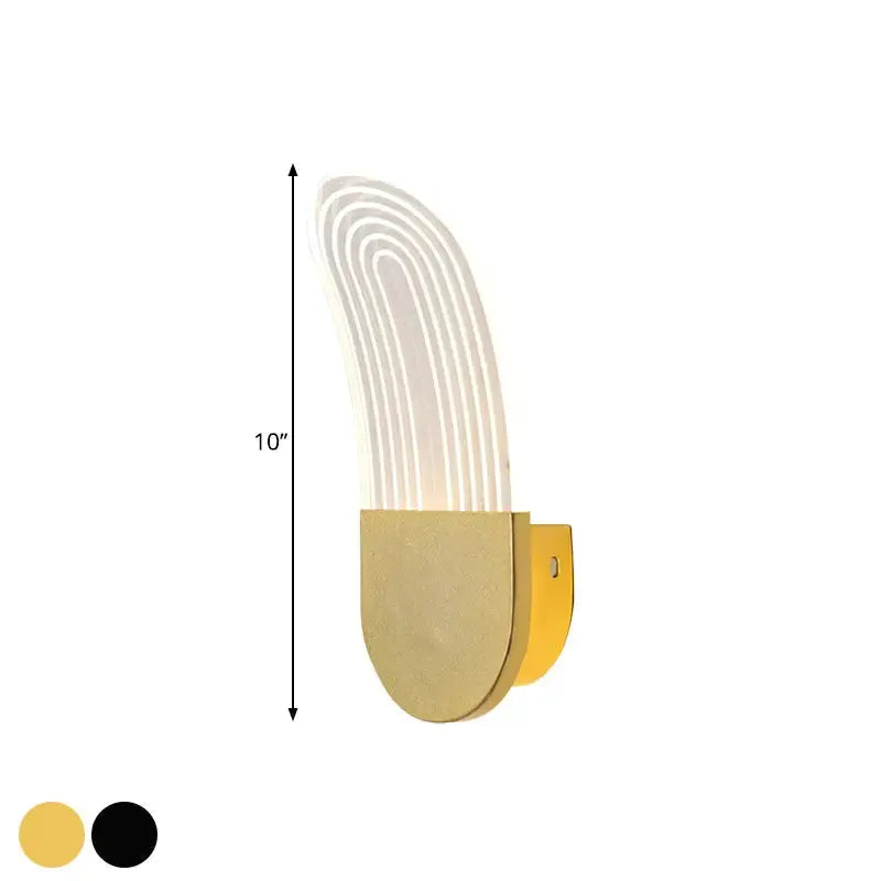 Modern Black and Gold Curved Led Sconce Light