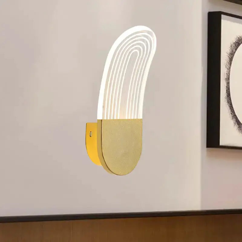 Modern Black and Gold Curved Led Sconce Light
