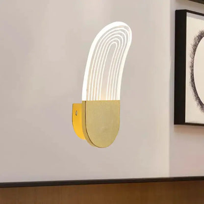 Modern Black and Gold Curved Led Sconce Light