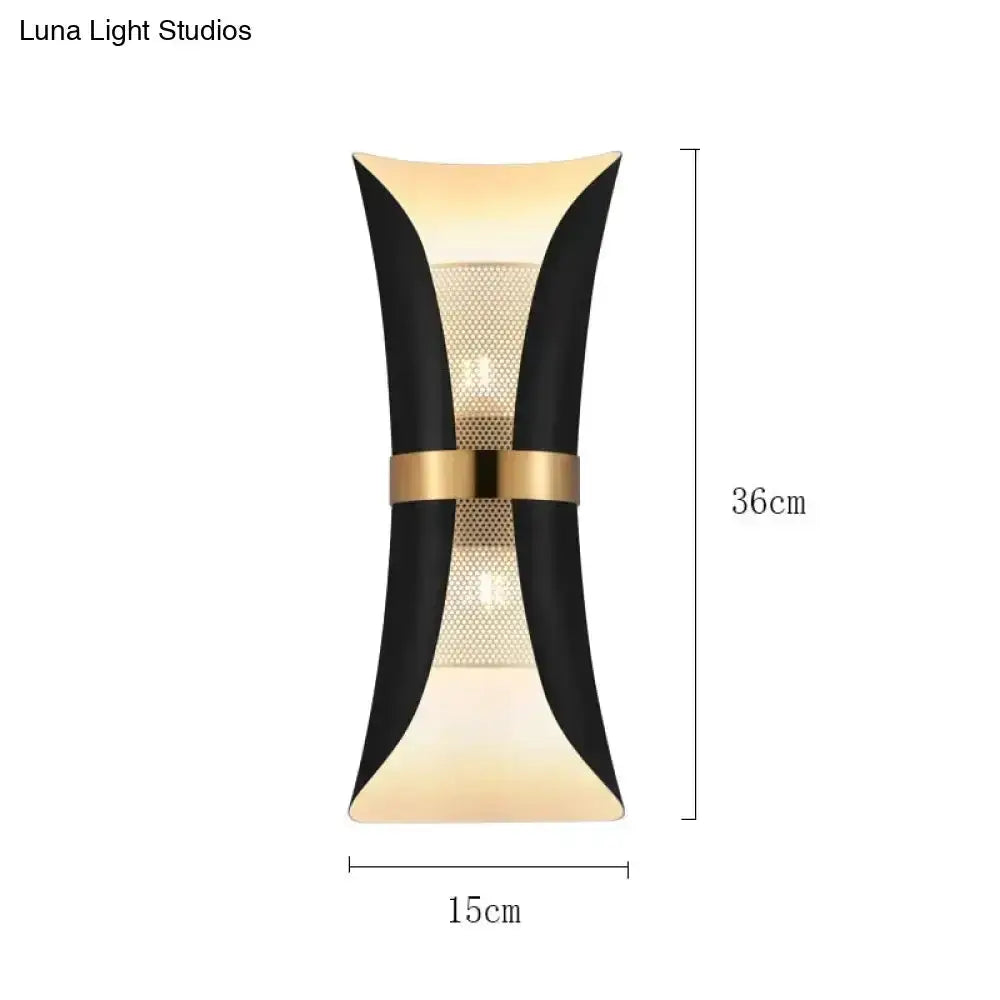 Black and Gold Curved Wall Lamp for Bedroom